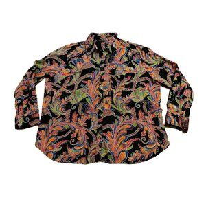 Lauren Ralph Lauren Shirt Womens Extra Large Paisley Multicolor Collared Button
